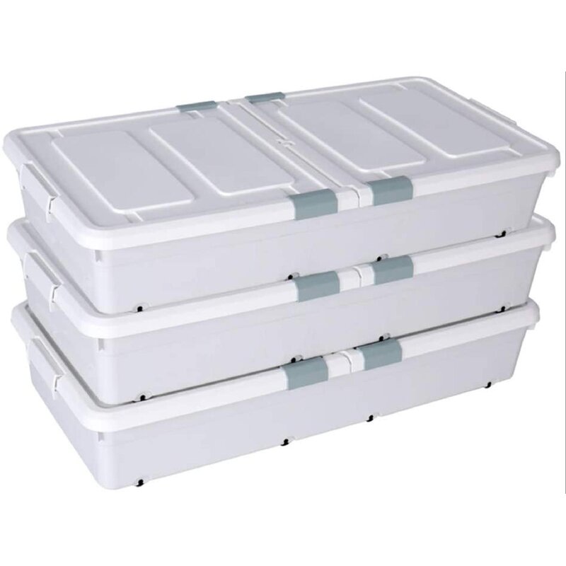 gelaosidun 3 Pack Large Rolling Under Bed Storage Bin With Wheels